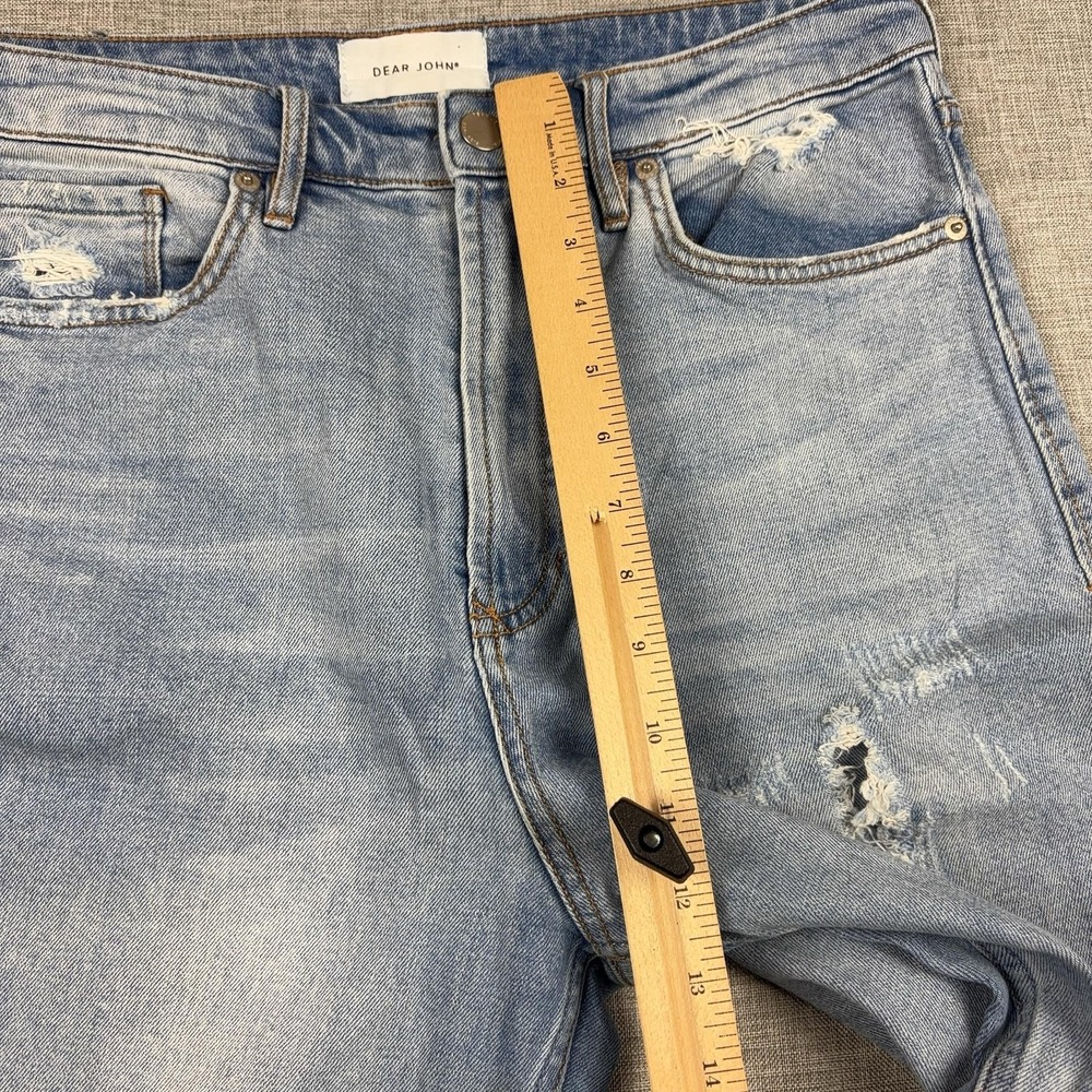 Dear John Jeans Womens 29 Blue Light Wash High Rise Straight Distressed Denim - Picture 11 of 14
